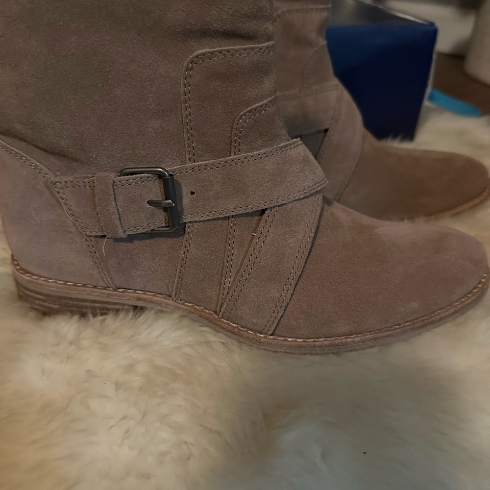 Splendid Taupe Suede Ankle Boots with Buckle